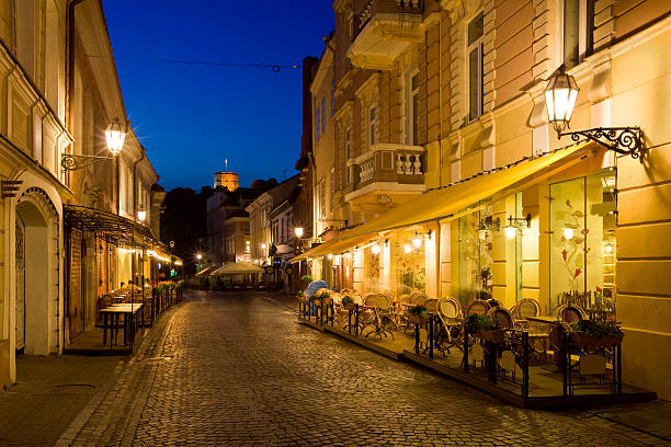 istock Street with restaurants in Vilnius, Lithuania 155908667