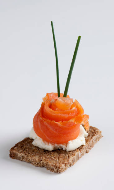 Salmon canape isolated on a white background