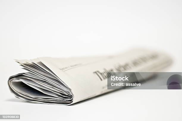 Newspaper Rolled Side Front View Stock Photo - Download Image Now - Newspaper, Rolled Up, Cut Out