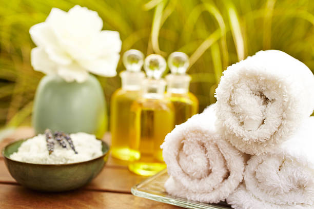 istock Exfoliation salt scrub at spa with lavender 155909029