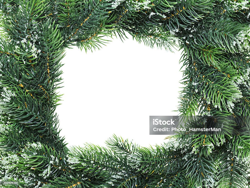 Couronne de Noël cadre, isolé sur blanc - Photo de Carré - Forme bidimensionnelle libre de droits