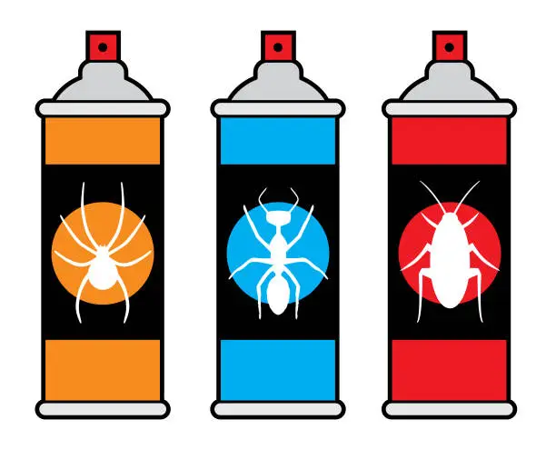 Vector illustration of Cans Of Insect Spray