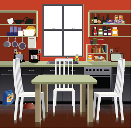 Cartoon representation of a kitchen