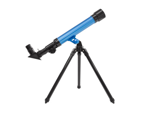 Blue telescope isolated with clipping path.