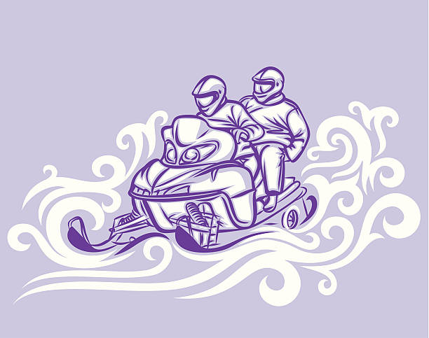 ilustrações de stock, clip art, desenhos animados e ícones de moto de neve - snowmobiling drive cycling recreational pursuit