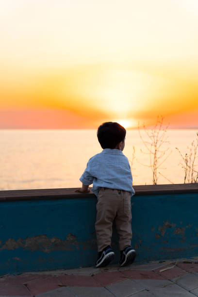 Portrait of a boy at sunset.