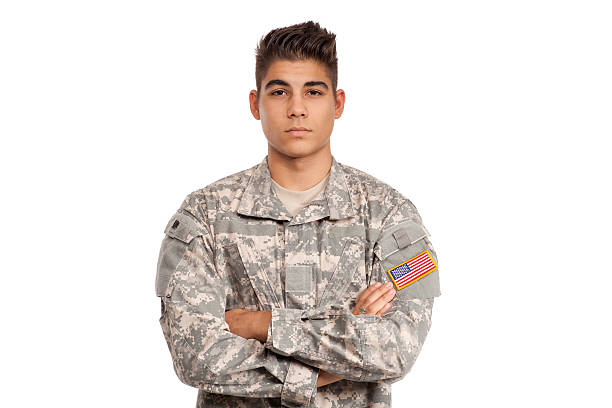 istock Serious serviceman with his arms crossed 155914093