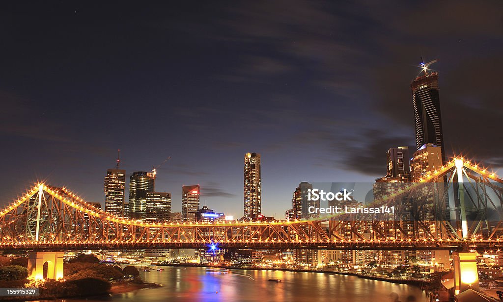 Story Bridge, Brisbane Story Bridge at night, Brisbane Acute Angle Stock Photo