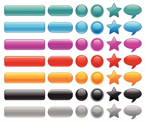 Vector illustration of Shiny Website Buttons