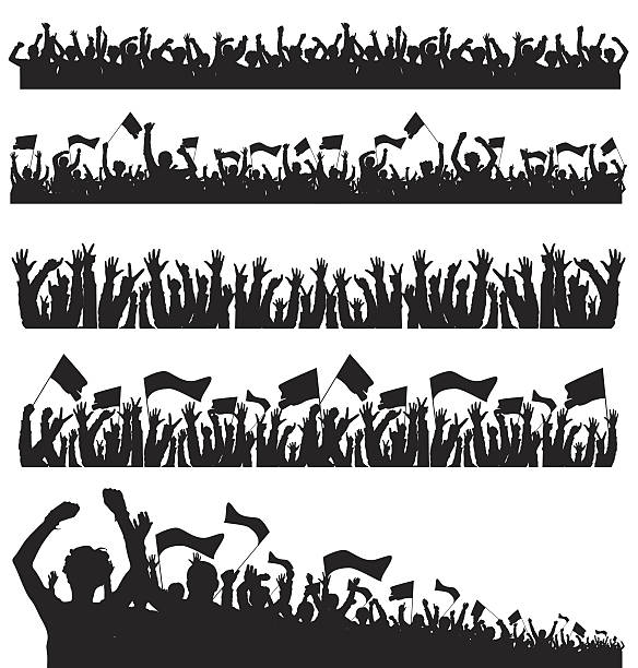 толпа - cheering silhouette people crowd stock illustrations