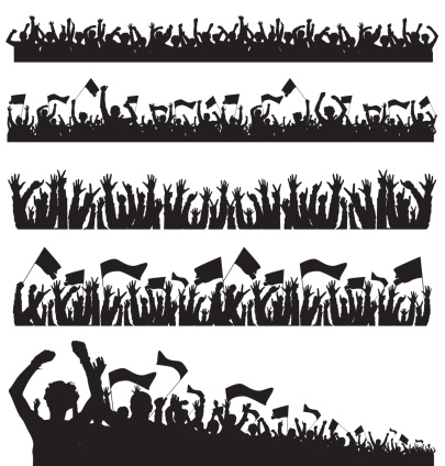 Easy editable vector crowd silhouettes with each person as a separate object. Hi-res jpeg file included. 