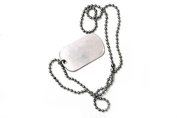 old dog tags on white background