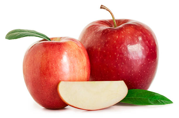 istock Apples with leaves and half of the apple 155916751