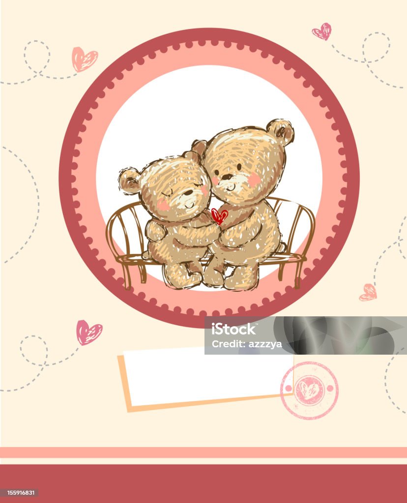 Cute cartoon bears Valentine greeting card, vector illustration  Animal stock vector