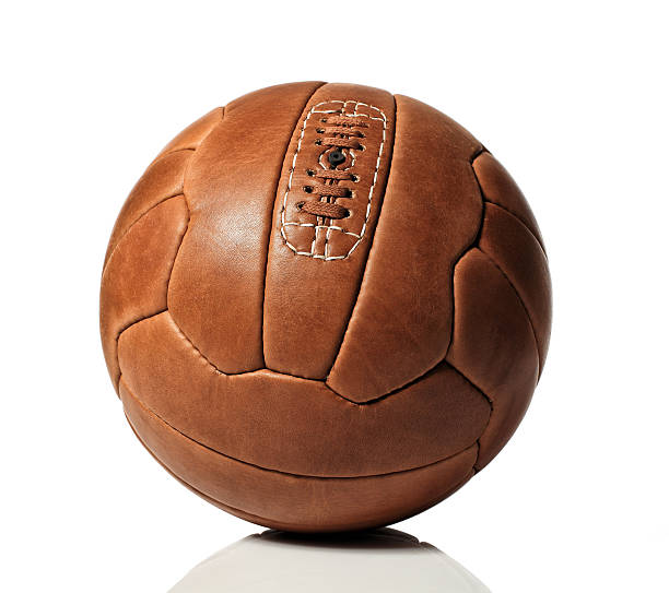 istock Classic brown leather soccer ball 155916855
