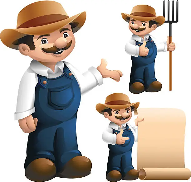 Vector illustration of Farmer: 3 in 1