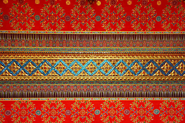 istock painting and pattern  on the ceiling in Thai temple 155919126