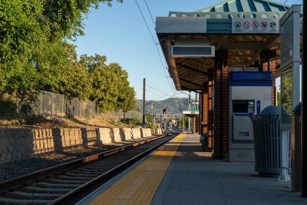 istock Welcoming transit terminal, sunny summer, scenic mountain panorama. 1559193921