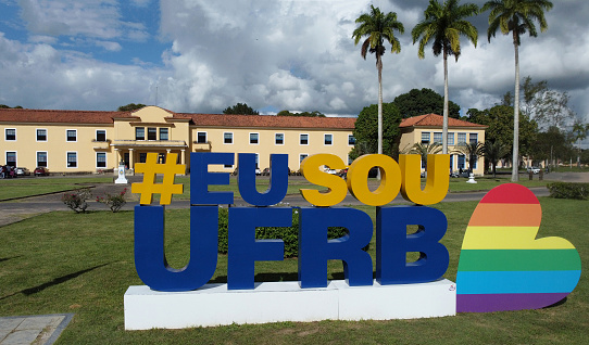 cruz das alma, bahia, brazil - july 17, 2023: View of the facade of the Federal University of Renoncavo da Bahia - UFRB - in Cruz das Almas city.