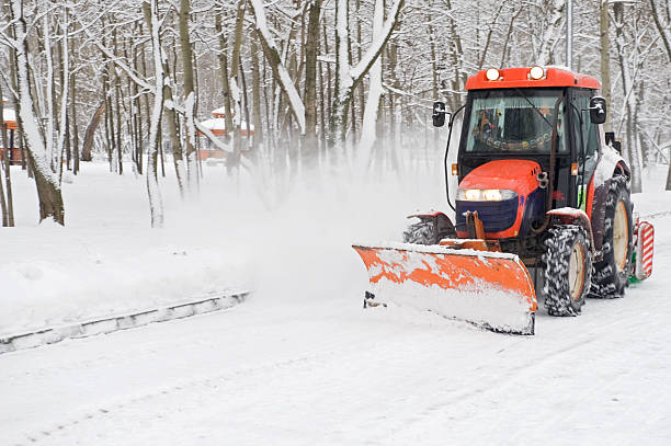 winter snow removal a small tractor