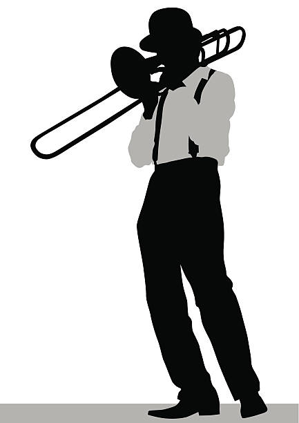 trompete auf der bühne - dixieland stock-grafiken, -clipart, -cartoons und -symbole