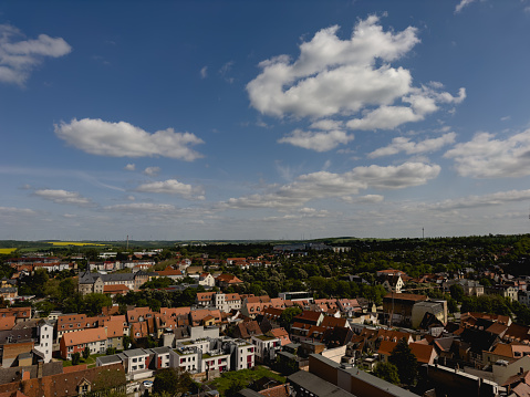 German landscape, beautiful aerial view in Germany. Panoramic picture, traveling concept photo. Saxony-Anhalt picture. Naumburg photography, downtown district.