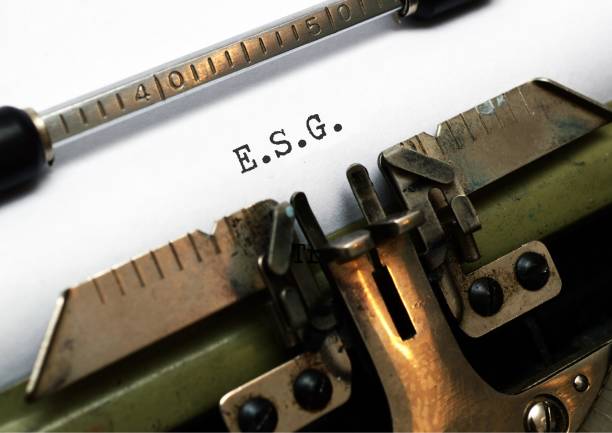 istock Text 'ESG' typed on retro typewriter. 1559247060