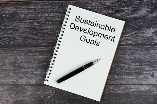 Sustainable Development Goals written on a notebook paper.