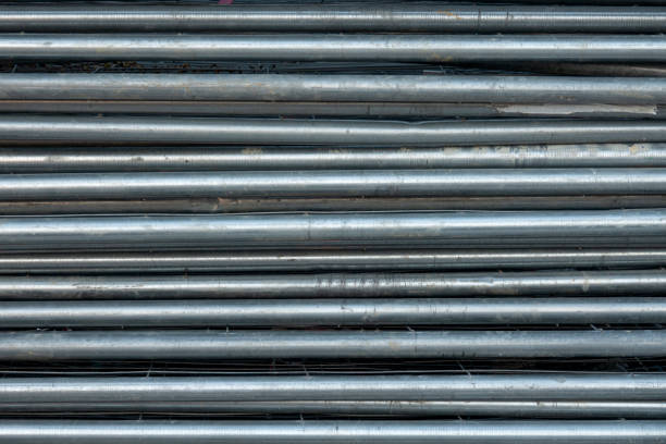 background of horizontal metal pipes