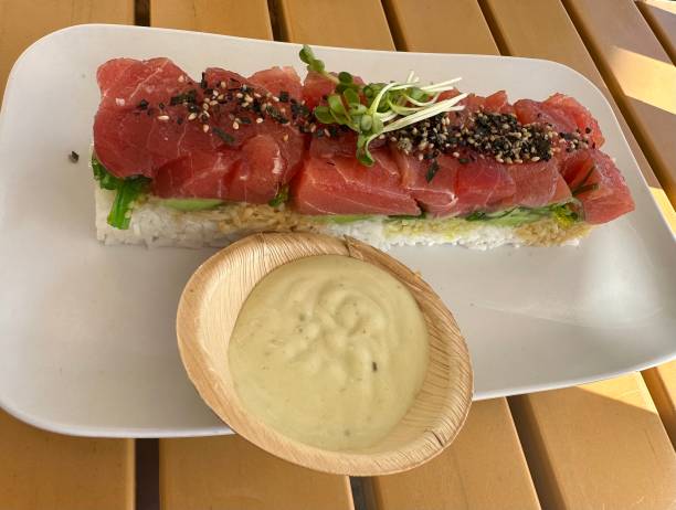 ahi 포크 - tuna prepared ahi food tuna steak 뉴스 사진 이미지