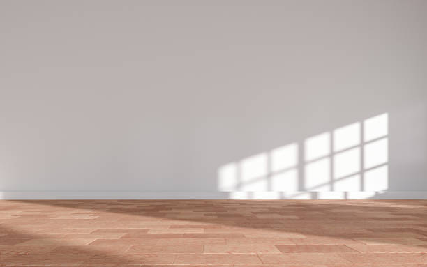 istock 3D rendering of white wood flooring, open and clean room 1559355726