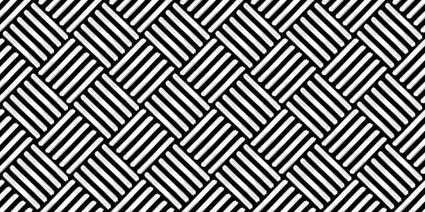 Vector illustration of Diagolnal basket weave black and white seamless pattern