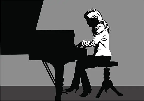 Vector illustration of Woman playing piano