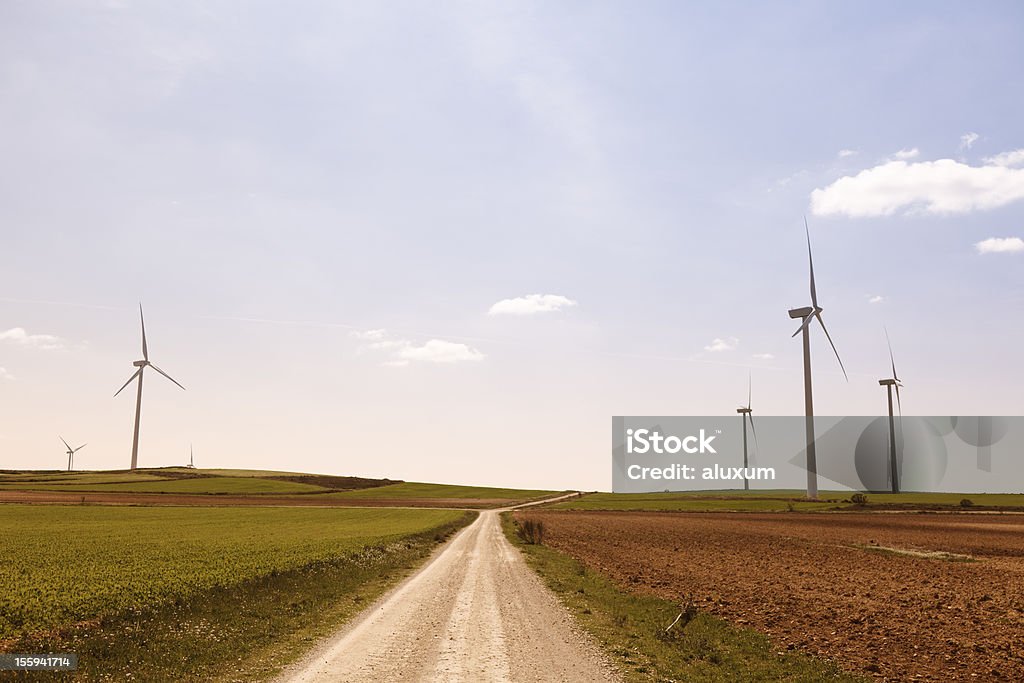 Piste de terre ferme trhough champs et le vent - Photo de Agriculture libre de droits