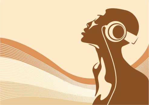 Abstract vector of a woman listening to music