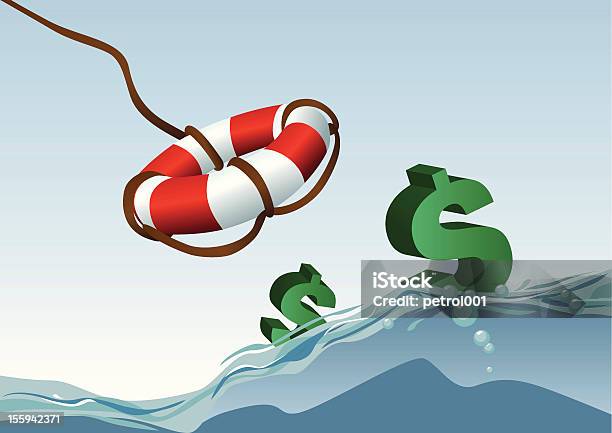 Saving Dollars Stock Illustration - Download Image Now - Debt, Drowning, Life Belt