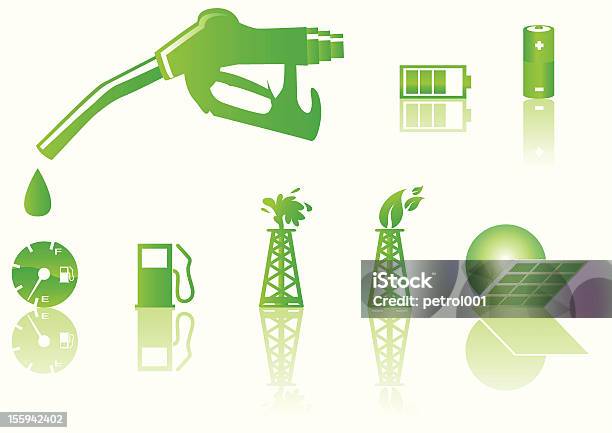 Vetores de Energia Verde Ícones e mais imagens de Abstrato - Abstrato, Conjunto de ícones, Diesel - Tipo de Combustível