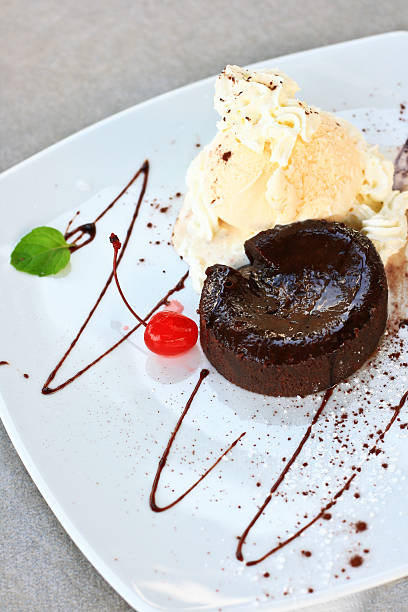 istock Warm Chocolate Cake with Vanilla Ice Cream 155945672
