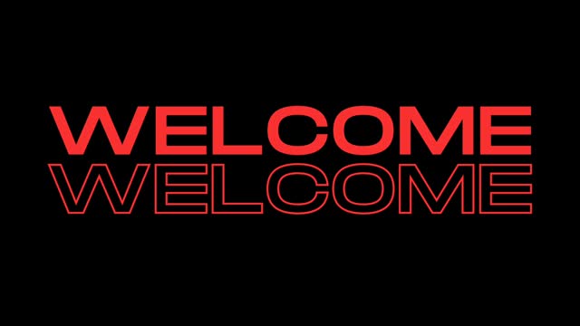 Simple animated footage of welcome text with red color