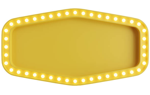 3d render of yellow billboard with light bulb,with isolated background.
