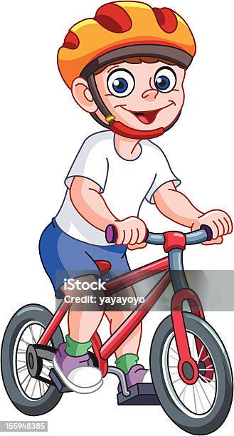 키드 자전거 아이에 대한 스톡 벡터 아트 및 기타 이미지 - 아이, 헬멧, 두발자전거