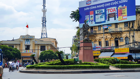 Ho Chi Minh City, Vietnam - ‎‎‎‎‎‎‎November 8, 2020 : View Of Buildings And Phan Dinh Phung Traffic Circle In Chinatown Area.