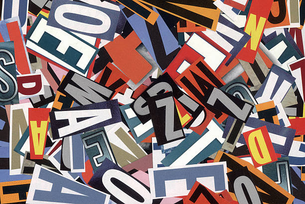 Handmade alphabet collage of magazine letters stock photo
