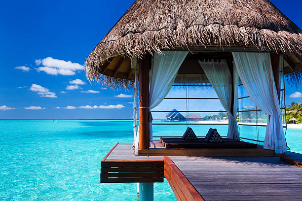 istock Overwater spa in lagoon around tropical island 155951955