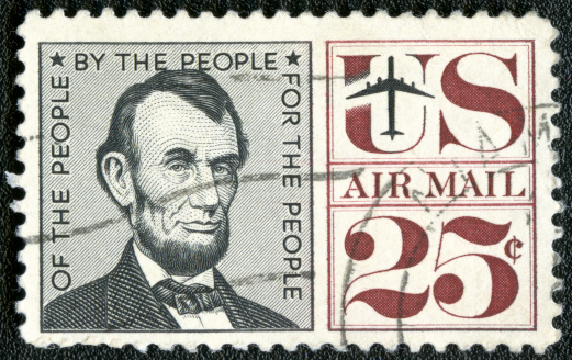postage stamp USA 1959 printed in USA shows president Abraham Lincoln (1809-1865)