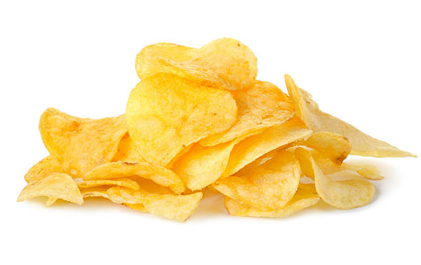 Potato chips Potato chips isolated on a white background potato chip photos stock pictures, royalty-free photos & images