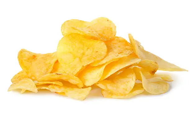 Potato chips isolated on a white background