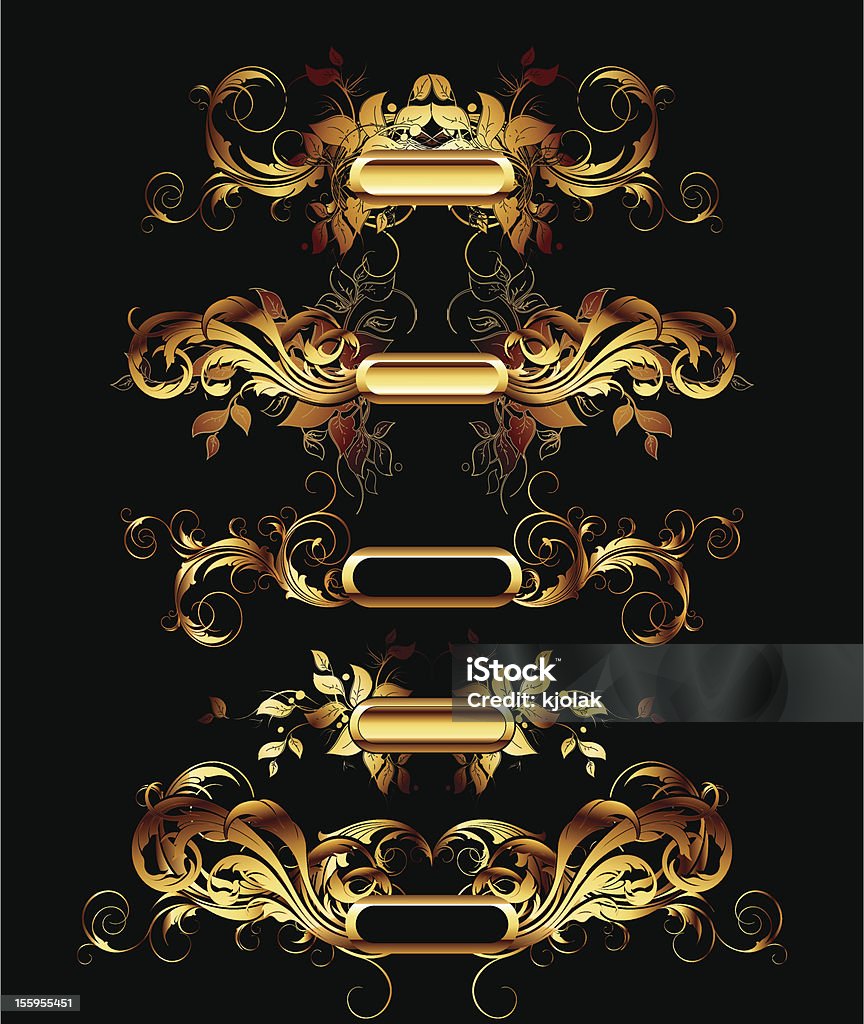 set di elementi di design dorato - arte vettoriale royalty-free di Blasone