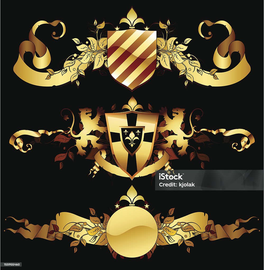 Satz von heraldic shields - Lizenzfrei Bucheignerzeichen Vektorgrafik