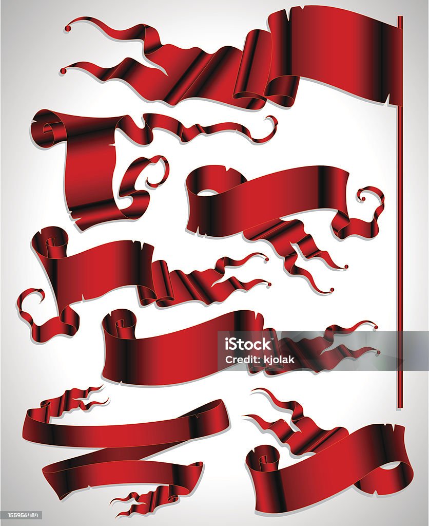 set di nastri rossi - arte vettoriale royalty-free di Certificato